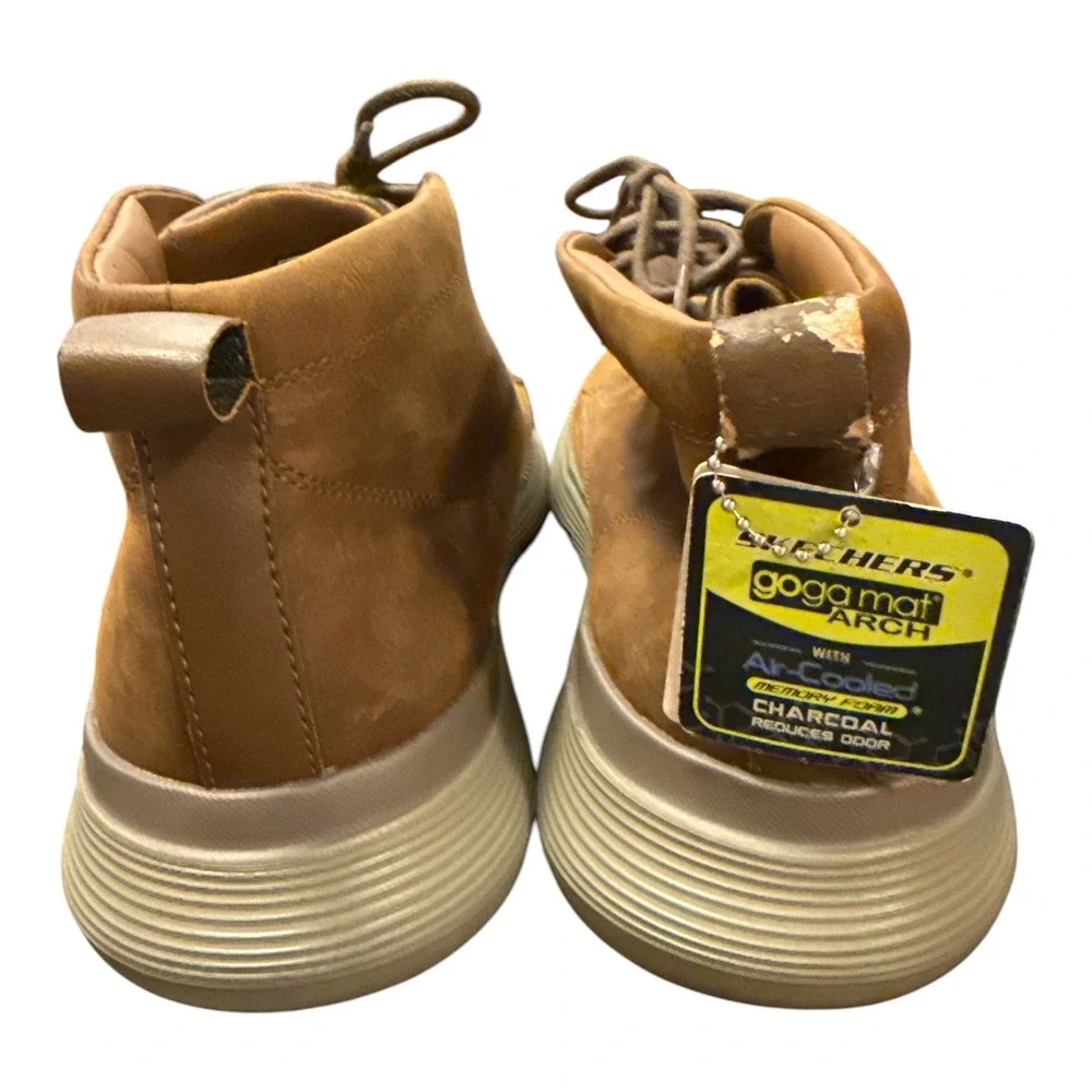 Skechers Chukka Boot Mens 11.5 Brown Leather Memory Foam 204903